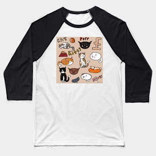 Cat pattern digital illustration Baseball T-Shirt